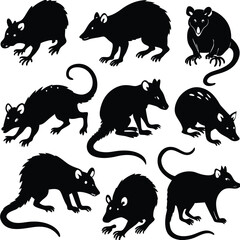 set of sheep collection of silhouettes of black vector