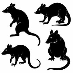 set of sheep collection of silhouettes of black vector