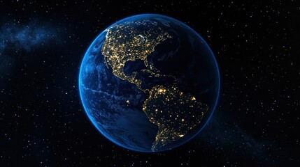 Naklejka premium Earth at Night: A Celestial View of Americas