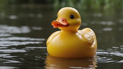 Yellow plastic duck. Plastic duck float in water. Cute Yellow Plastic Duck.

