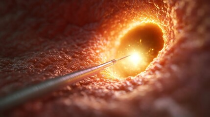 Detailed Medical Illustration of Colonoscopy Procedure with Tools and Screening Process. Generative AI
