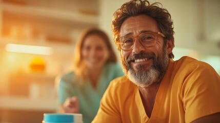 Fototapeta premium Confident Male Healthcare Professional with a Beard Smiling in a Medical Setting. Generative AI