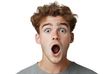 Überraschter junger Mann mit offenem Mund – PNG mit transparentem Hintergrund

