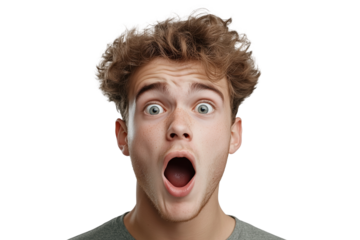 Überraschter junger Mann mit offenem Mund – PNG mit transparentem Hintergrund

