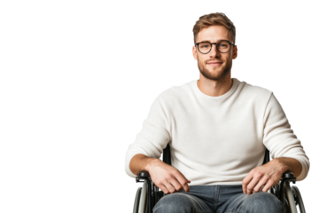 Junger Mann im Rollstuhl – PNG mit transparentem Hintergrund

