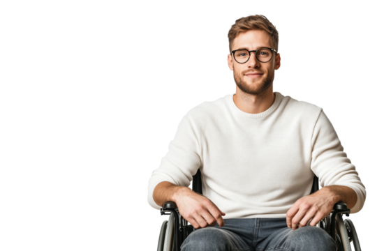 Junger Mann im Rollstuhl – PNG mit transparentem Hintergrund