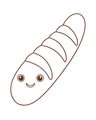 Freshly Baked Baguette with a Crispy Crust and Soft Interior – French Bread Adult Coloring Page on White Background