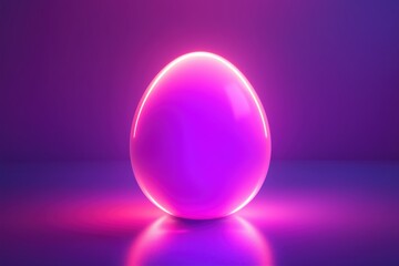 Obraz premium Digital neon Easter egg glowing with purple and pink effects for futuristic design