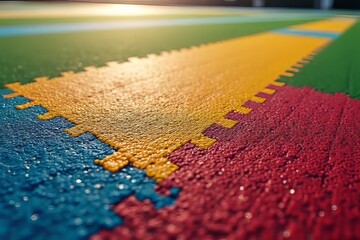 Fototapeta premium Colorful Play Area Flooring Tiles Close Up View