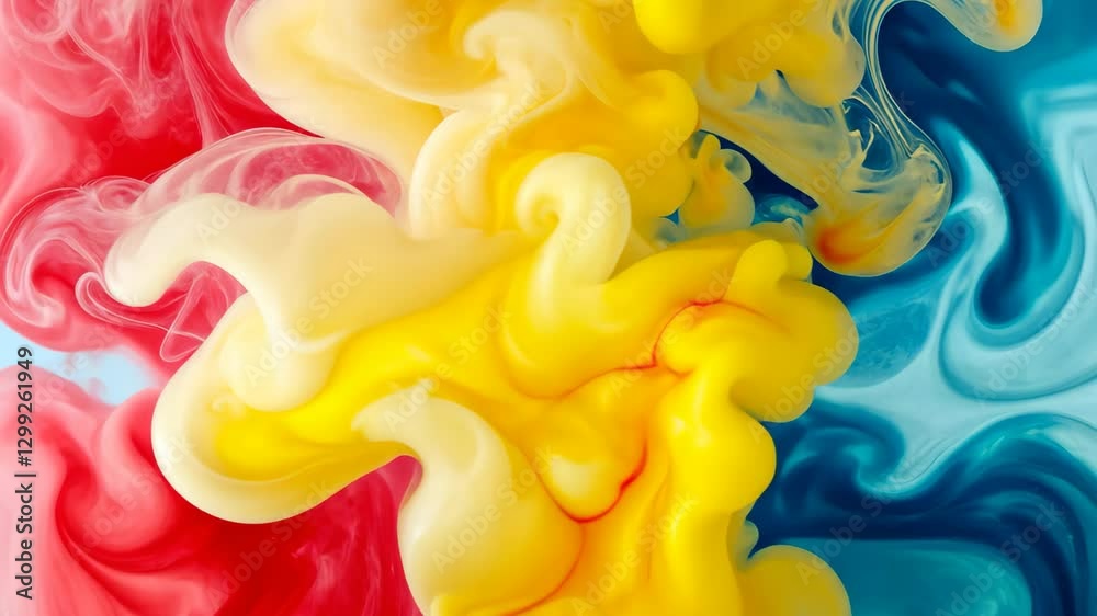 Poster Colorful fluid motion transitions showcase vibrant hues blending in closeup, Colorful fluid motion transitions pack closeup shot Best use for transition