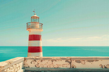 Fototapeta premium Coastal Beacon: Lighthouse by the Sea