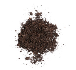 Pile of fresh soil isolated on white, top view