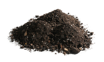 Piles of fresh soil isolated on white