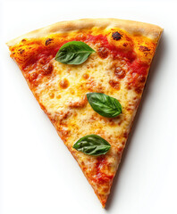 Neapolitan pizza Margherita isolated on white background. One slice, top view.