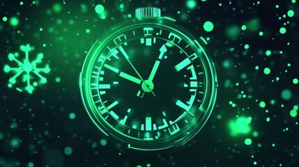 Fototapeta premium Futuristic Green Digital Clock Design - A Modern Timepiece