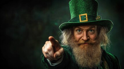 A lively leprechaun portrait perfect for St. Patrick's Day promotions, evoking joy and mischief, ideal for festive cards, event flyers, and social media posts.