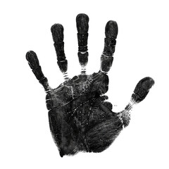 Black Hand print isolated on transparent background, hand print PNG 