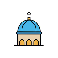 Mosque dome icon line art on white background.e