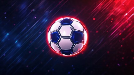Fototapeta premium Glowing Soccer Ball, Dynamic Sports Graphic, Futuristic Football Image