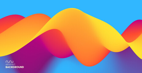 3D abstract wavy background with beautiful gradient colour transition. Dynamic wave. Vector illustration for banner, flyer, brochure, booklet, presentation or website design.