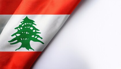 Lebanon flag flowing gently in the breeze with the iconic cedar tree prominently displayed