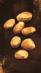 Detailed Illustration of Potatoes: A Fresh Harvest