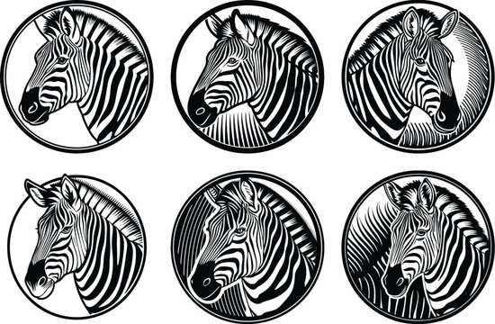 Zebra Head Linocut Logo Design Bundle – Creative, Handcrafted, Versatile, and Unique