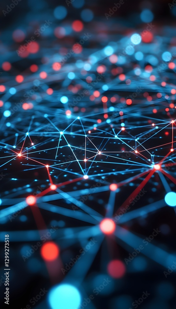 Poster an abstract representation of a complex network of connections and data