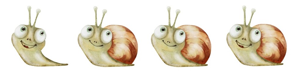 Watercolor snail pattern design for textile and wallpaper applications