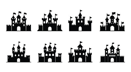 Obraz premium Castle Vector Silhouettes: Medieval & Fantasy Icon Graphics