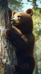 Obraz premium Playful bear cubs with mama bear image
