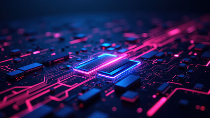 High-tech digital board with colorful neon lights representing Kubernetes services, ideal for illustrating cloud computing concepts like container orchestration and DevOps workflows.