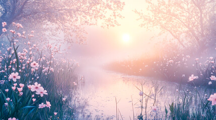 sunset in the forest