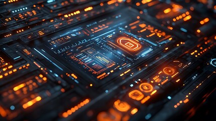 Obraz premium Futuristic glowing circuit board high resolution photo