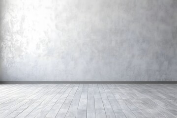 Fototapeta premium Empty Room Interior Design White Wood Floor Grey Plaster Wall
