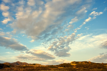 Landscape on the greek islands with amazing sky and clouds