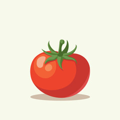 Fresh Tomato Illustration: A vibrant appetizing flat vector image of a ripe tomato isolated for versatile use