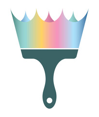 Crown shape brush logo. Artist tools. Drawing and coloring. Color brush. EPS 10. Vector illustration