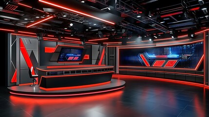 Fast motion blur of red light trails from old movie projectors and cameras in a modern restaurant interior