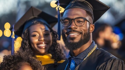 Obraz premium Close-Up of Happy Graduate with Friends After Receiving Their Degree. Generative AI