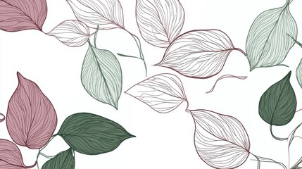 Beautiful Botanical Leaf Art Print - Delicate Line Art Floral Design