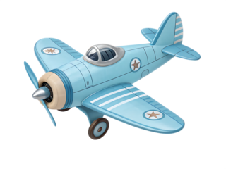  light blue toy airplane isolated on backgarund white
