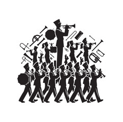 Marching Band silhouette vector illustration