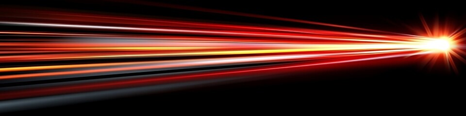Red speed light on black background with horizontal streak effect, ideal for futuristic, technology, and motion-themed designs