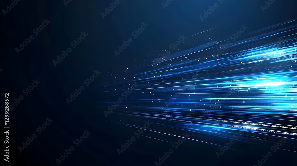 Fototapete Abstract Blue Data Stream Visualization with Glowing Lines and Futuristic Concept