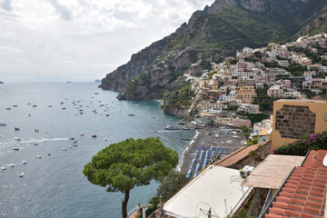 View on Positano, Amalfi coast, Path of the Gods or Sentiero Degli Dei, Kampania, Neapol, Italy