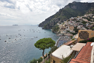 View on Positano, Amalfi coast, Path of the Gods or Sentiero Degli Dei, Kampania, Neapol, Italy