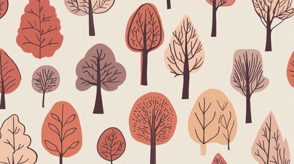 Autumnal Trees Pattern in Soft Hues - A Simple and Elegant Design for Nature Lovers