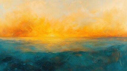 Obraz premium A mesmerizing canvas of vibrant hues, a soft, ethereal blend of blue, yellow, and orange, illuminated by a soft glow that blurs into a neon blur, leaving an abstract, empty space for your creative 