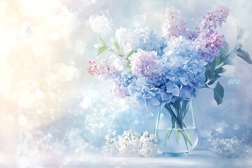 Obraz premium Delicate Pastel Flowers in Vase